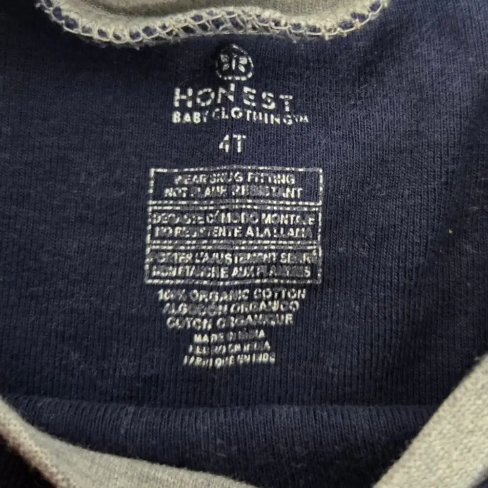 Honest Baby Organic Cotton Blue White Geometric Print Two Piece PJ Set Size 4T
